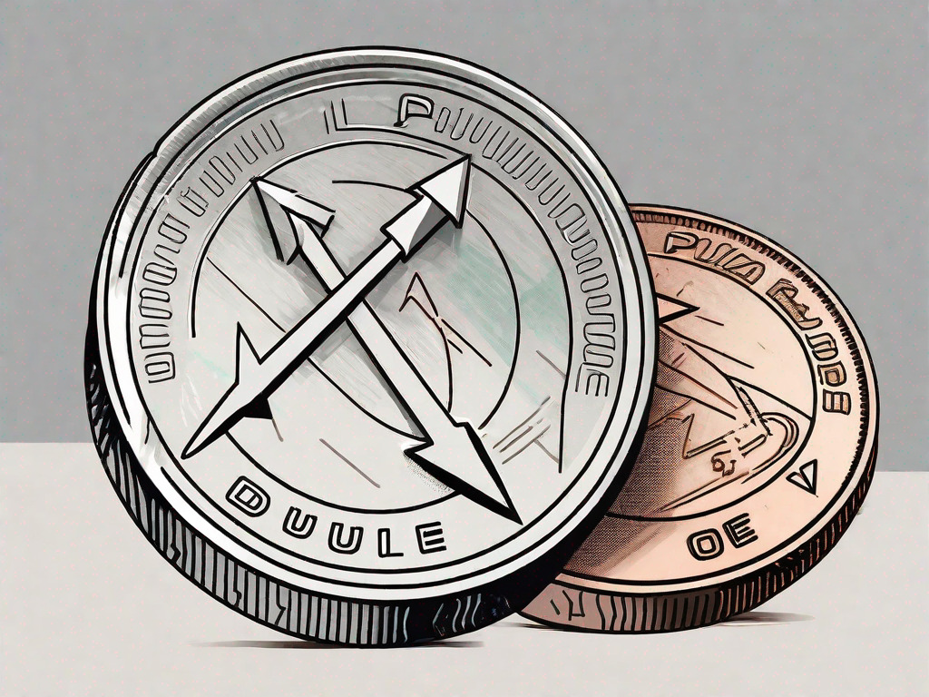 Russian ruble and uae dirham coins with arrows indicating a conversion process from one to the other