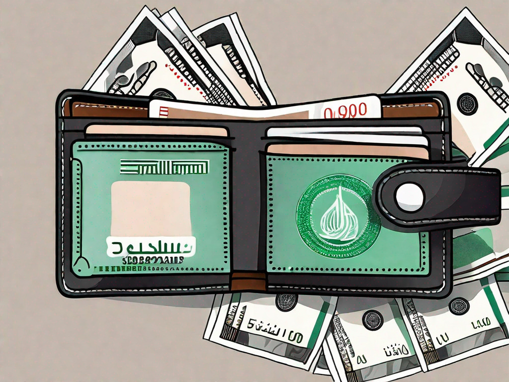 A wallet with uae dirham notes on one side and indian rupee notes on the other