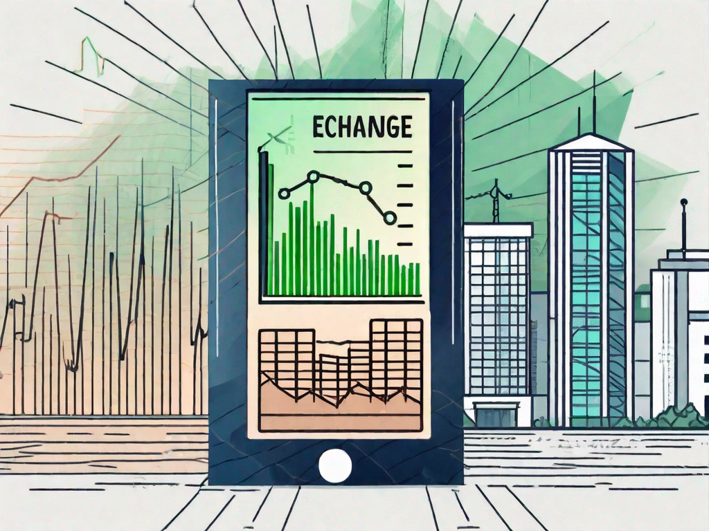 Pakistani rupees next to a digital screen displaying fluctuating exchange rates