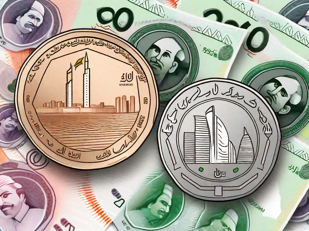 Uae dirham coins and pakistani rupee notes