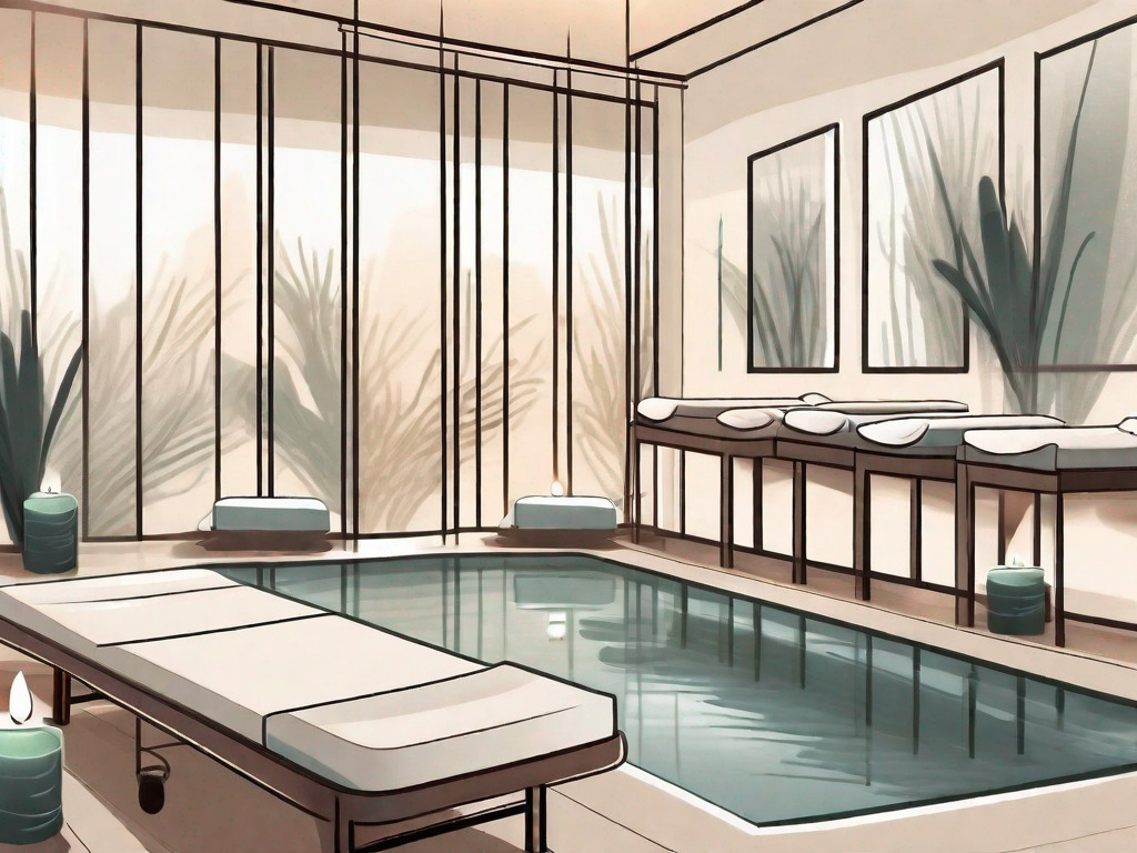 A serene spa setting with massage tables