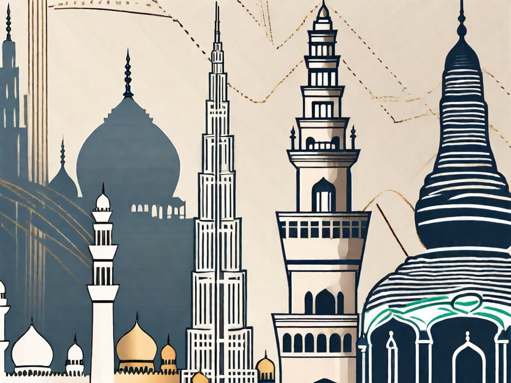 The iconic burj khalifa and taj mahal