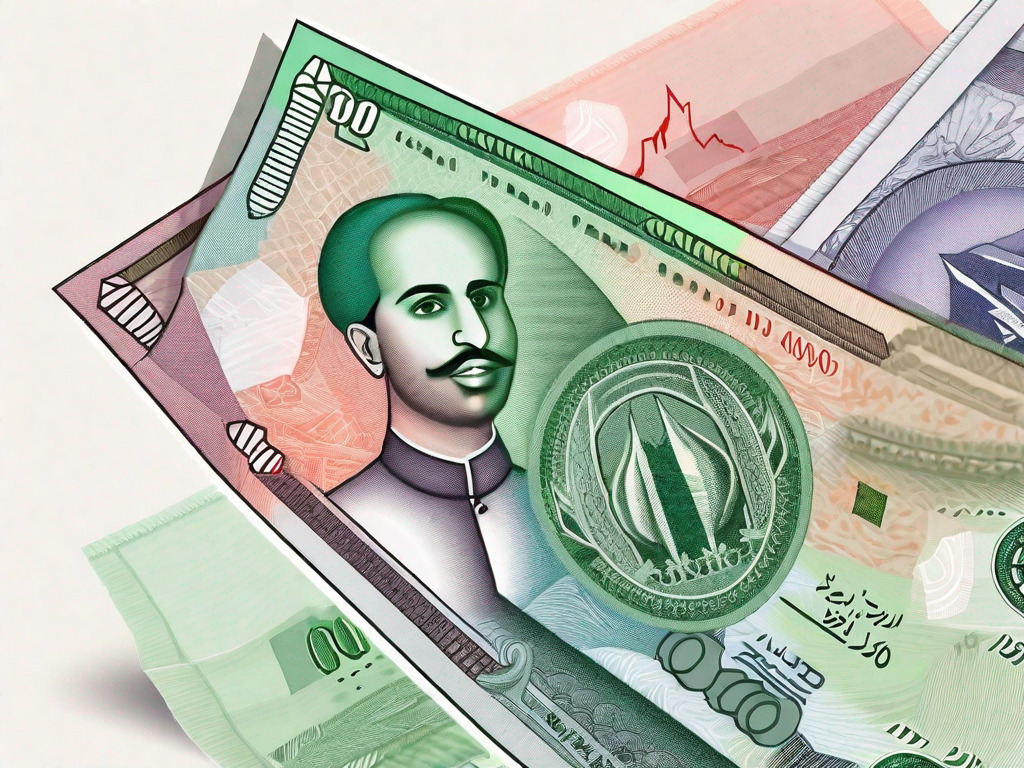 The united arab emirates dirham and pakistani rupee banknotes