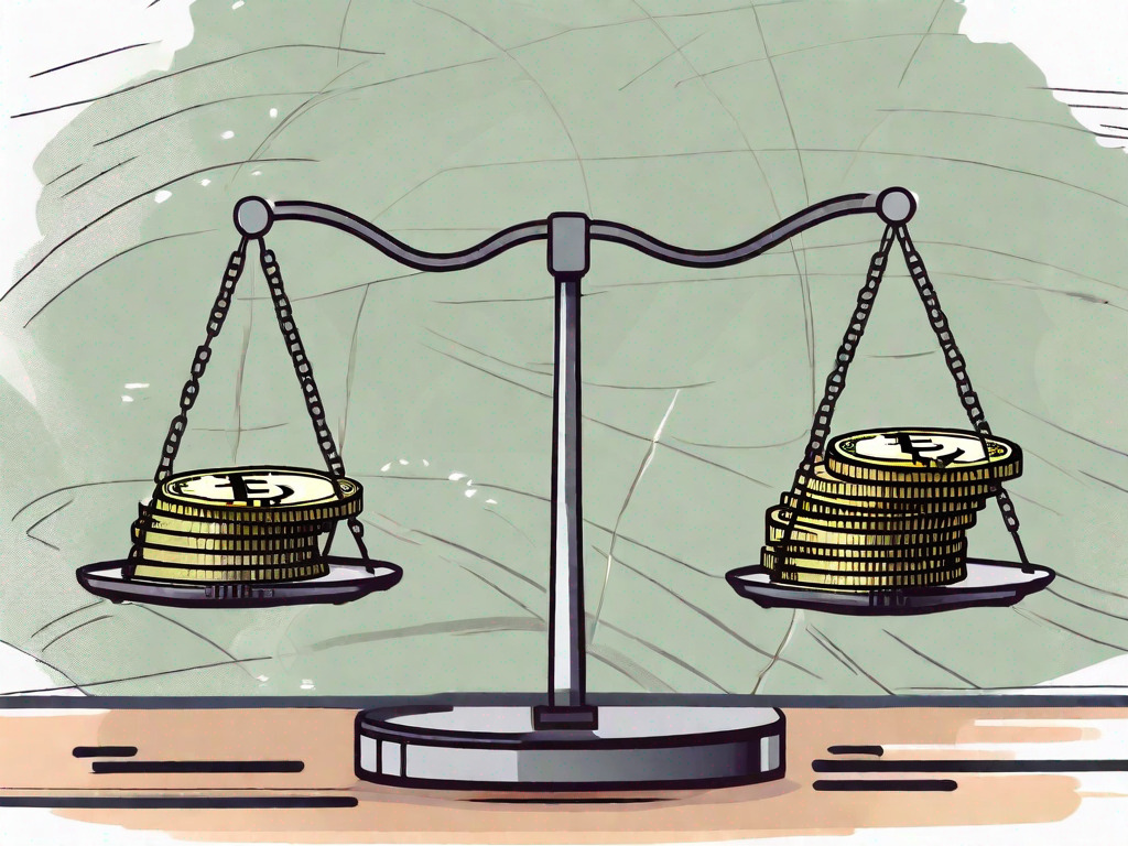 A pile of uae dirhams on one side of a balance scale and us dollars on the other