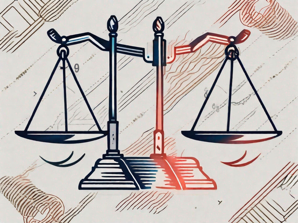 A pair of scales balancing the currency symbols for aed (united arab emirates dirham) and usd (united states dollar)