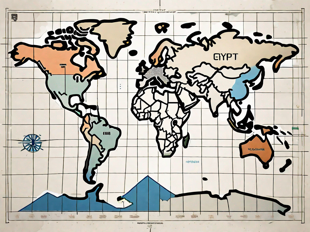 A global map highlighting egypt (where cib bank is located)