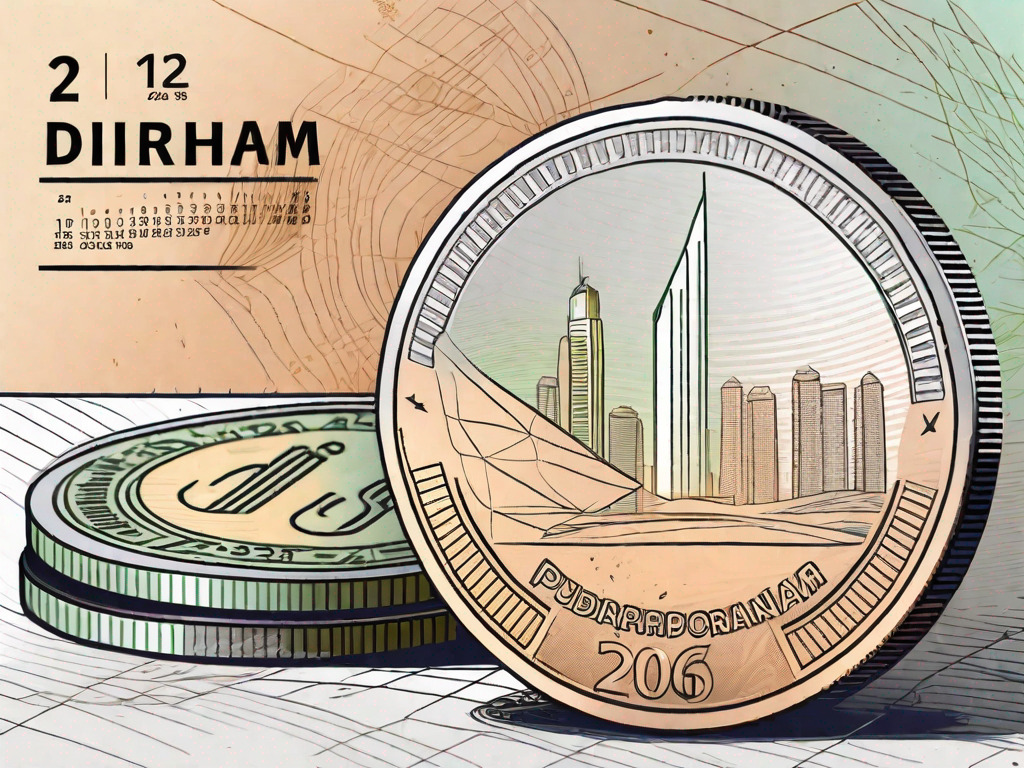 Two currencies - the uae dirham and the philippine peso - with a calendar showing yesterday's date in the background