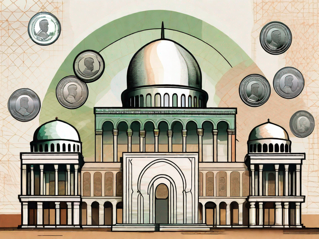 A collection of syrian pound coins and banknotes