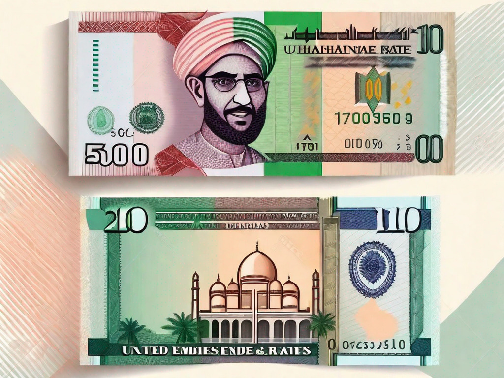 United arab emirates dirhams and indian rupees notes