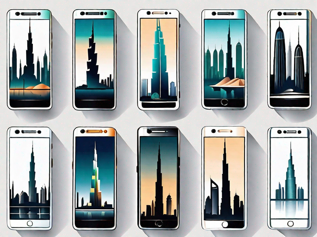 A variety of sleek and modern smartphones with different designs and sizes