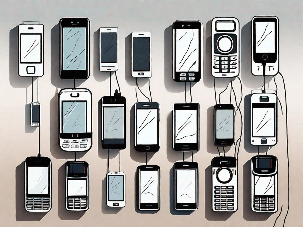 Several different styles of smartphones