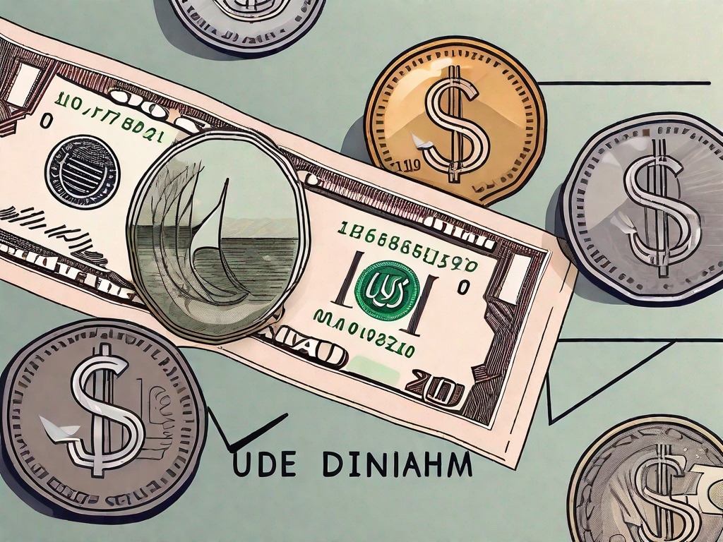 18 us dollar bills and uae dirham coins