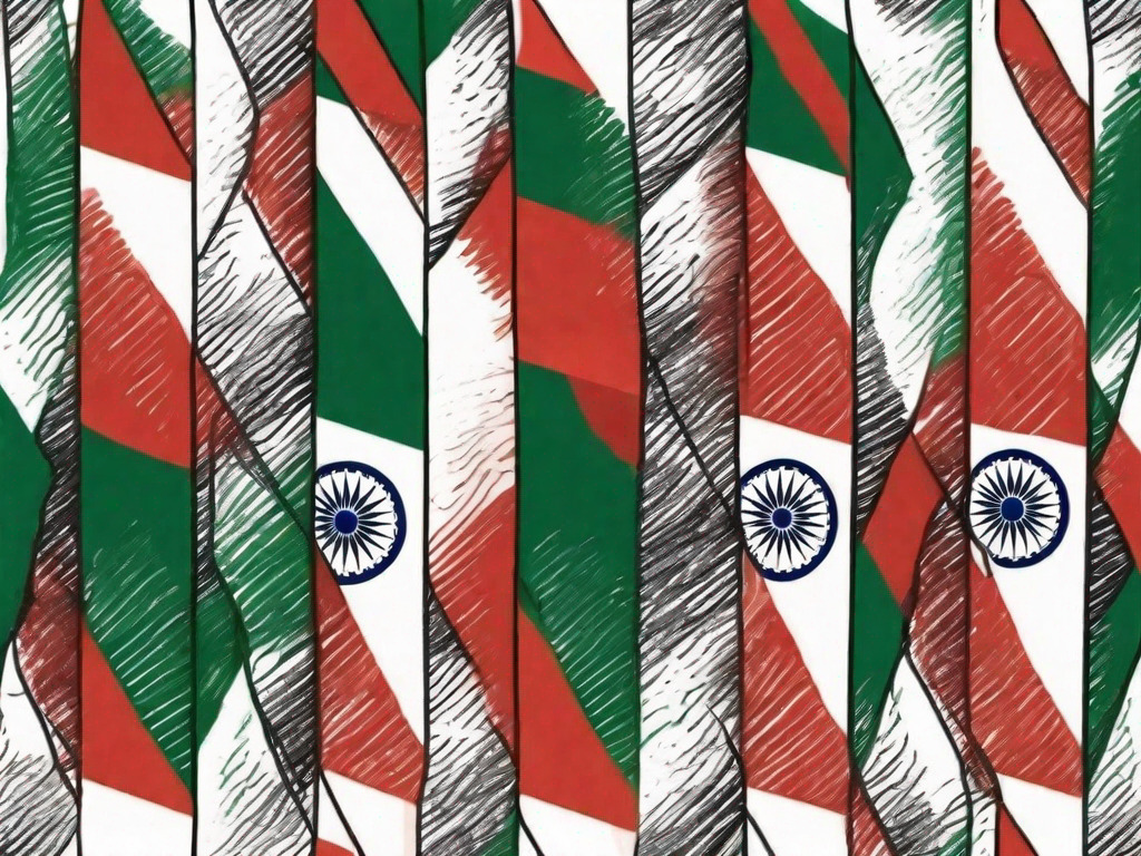 The indian flag and the gcc flag with a symbolic scale in between