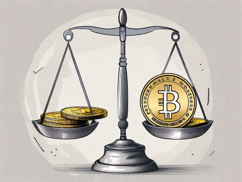 A scale balancing a stack of british pound coins on one side and uae dirham coins on the other side