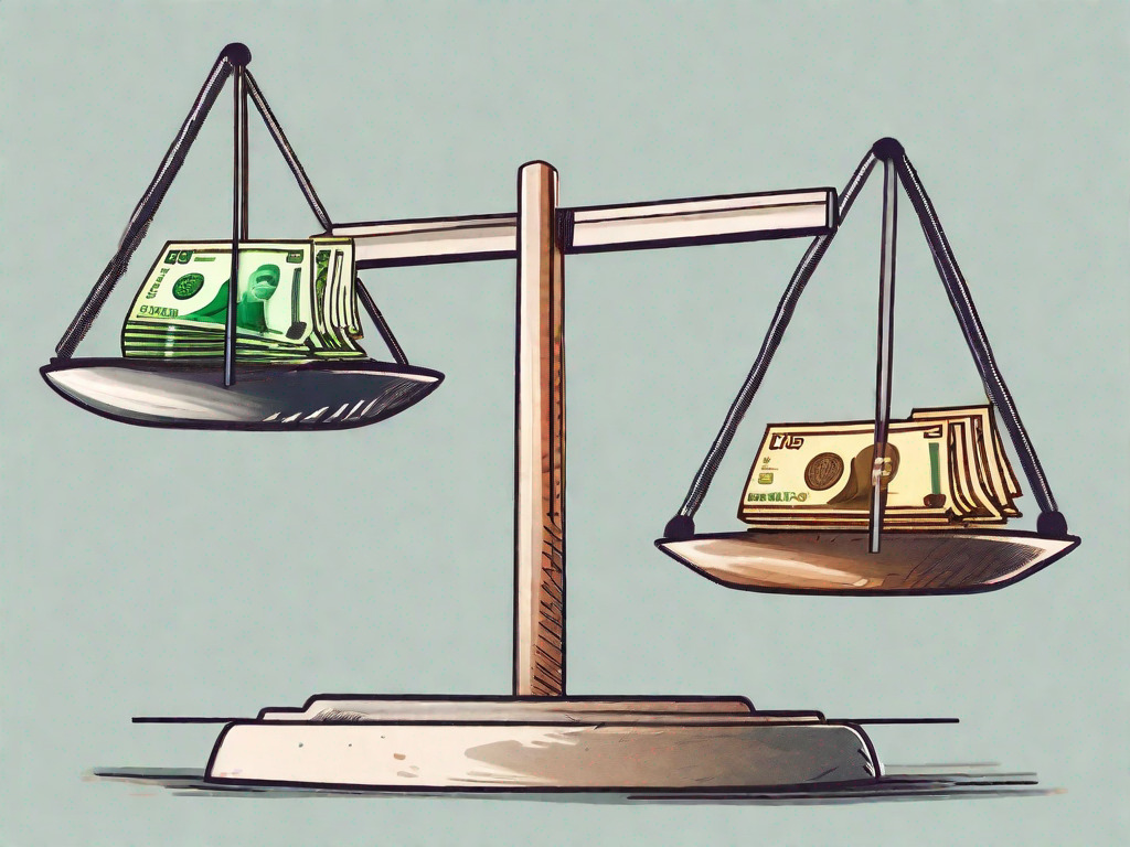 Uae's currency (dirhams) and ghana's currency (cedis) on a balance scale