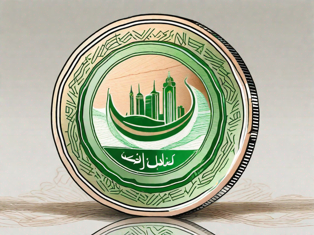 A saudi riyal note transforming into a uae dirham coin