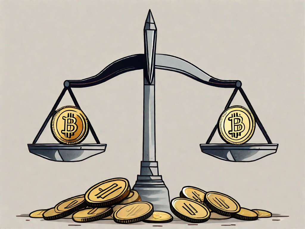 A pair of scales balancing a pile of philippine peso coins on one side and united arab emirates dirham coins on the other